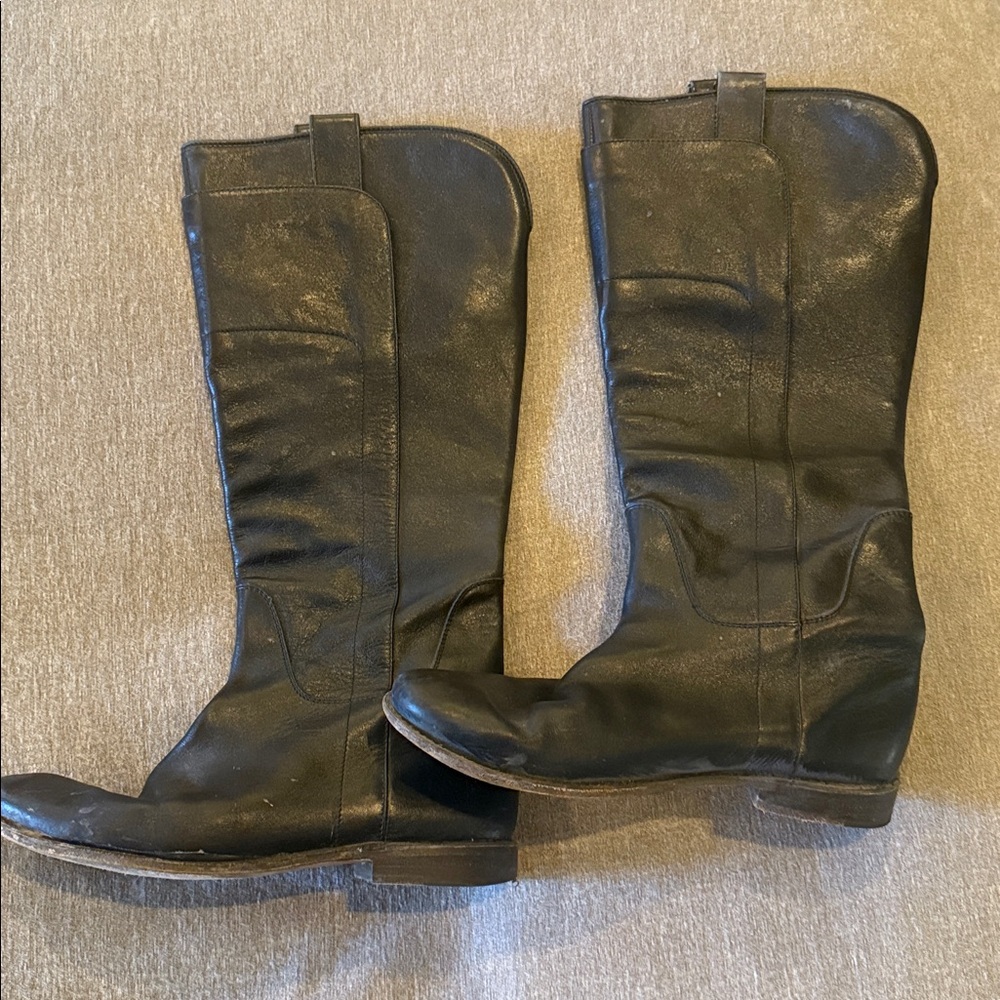 Frye Black Leather Knee-High Boots